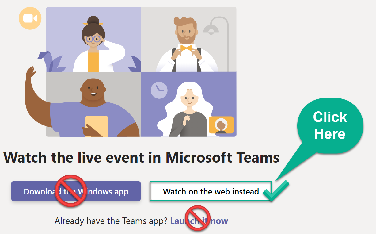 Screenshot instructions on how to join the Microsoft Teams